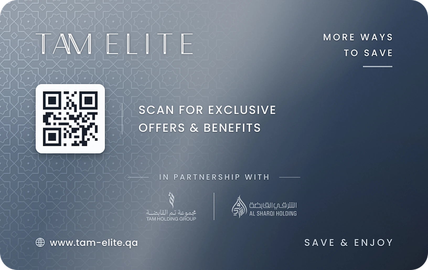 TAM Elite Premium card, back with QR code