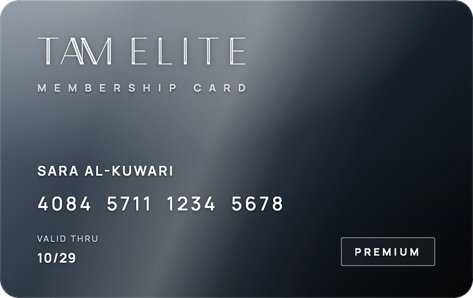 TAM Elite Premium card, front