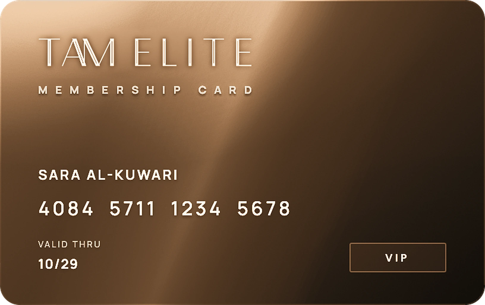 TAM Elite VIP card, front